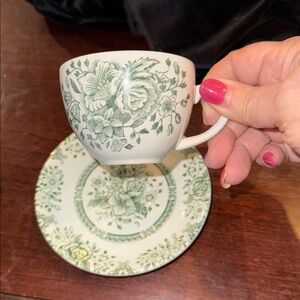 Wood & Sons Kew Green Vintage Demitasse Cup and Saucer Set - Mint Condition